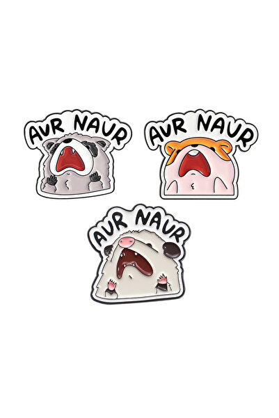 Choice GC541-3 AUR NAUR دبوس مينا على شكل راكون يصرخ، بروش معدني لطيف على شكل...