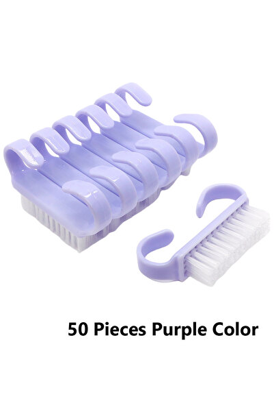 Choice 50Pcs purple 50Pcs Macaron Nail Brushes Set Soft Powder Remover Tools ...