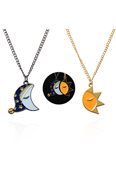 Choice N1184 Fashion Set Couple Sun and Moon Splicing Necklace Good Night Exp...