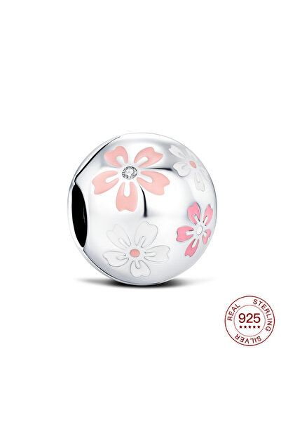 Choice مشبك جديد مطلي بالفضة الإسترليني عيار 925 مزين بخرز ساكورا وردي اللون،...