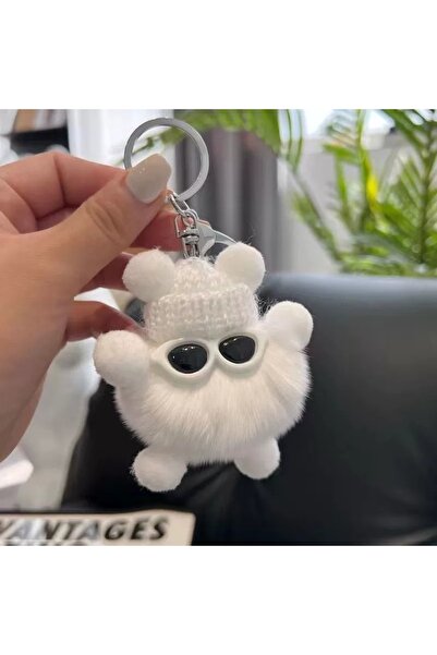 Choice Rex Rabbit-white Mini Rex Rabbit Fluffy Key Chains Pom Pon Trinket Han...
