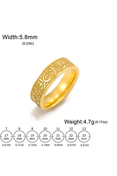 Choice 9 Gold Vintage Arabic Calligraphy Symbol Ring Stainless Steel Men's an...