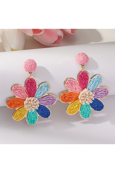 Choice PHL-134 زوج من أقراط الزهور المنسوجة من الدانتيل البوهيمي، أقراط نسائي...