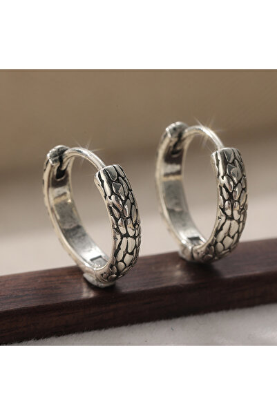 Choice T862 Simple Vintage Textured Silvery Plated Hoop Earrings for Women an...