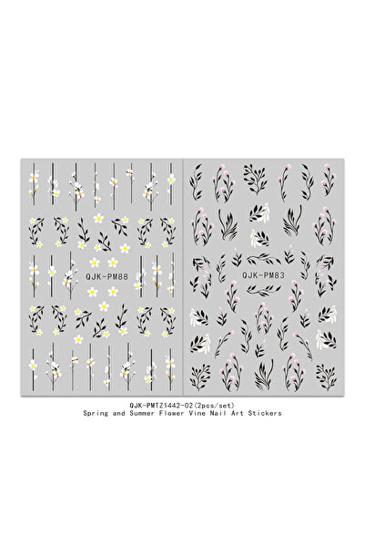 Choice MULTI 2pcs spring and summer flower vine nail art stickers, easy to ap...