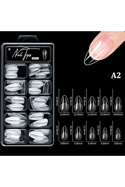 Choice A2 100Pcs Soft Gel False Nail Tips Short Square Coffin Almond Artifici...