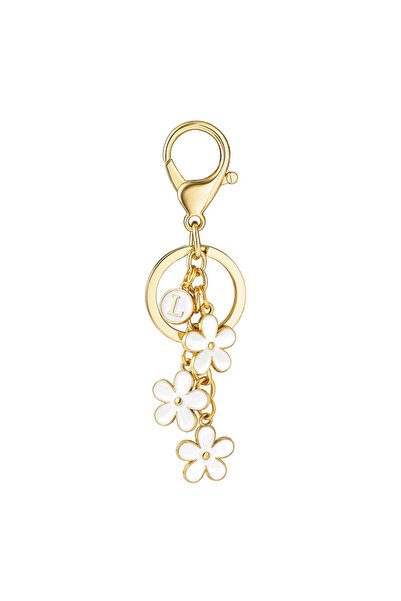 Choice L Stylish Initial Keychain Alloy dripping White Flower Charms Letter K...