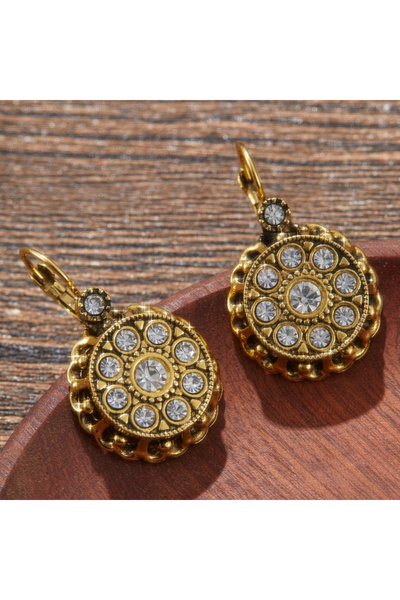 Choice WF5539-1 Bohemian Retro Gold Color Round Patterned Women's Earrings, F...