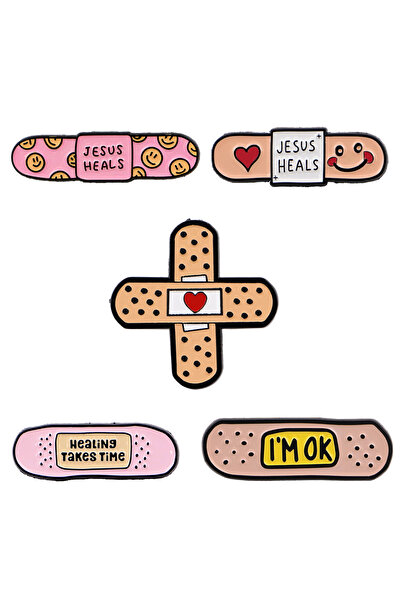 Choice 5pcs 5pcs Jesus Heals Enamel Pin Band-aid Medical Brooch For Coat Wome...