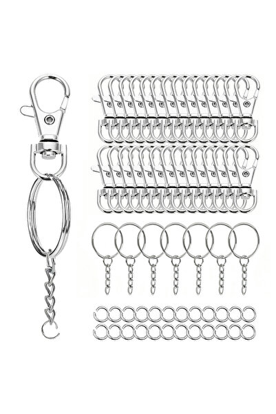 Choice 60 قطعة فضية، 30/60 قطعة، مشبك دوار، سلسلة مفاتيح معدنية زنبركية، مشبك...