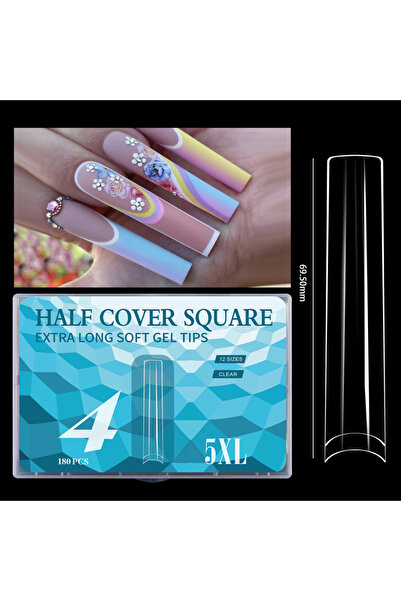 Choice أظافر صناعية مربعة الشكل بنصف تغطية، مقاس 5XL، أطراف جل ناعمة، قابلة ل...