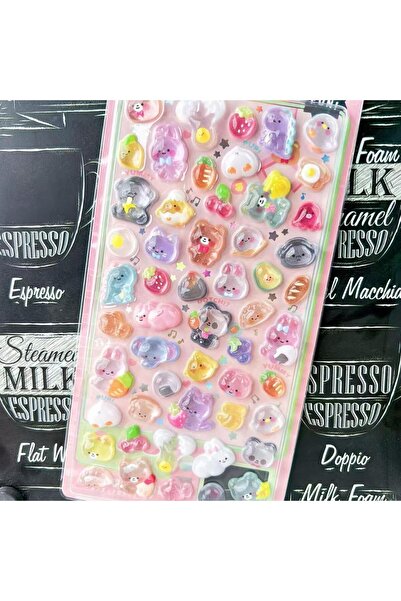 Choice ملصقات جيلي ثلاثية الأبعاد بارزة، ملصقات حيوانات كرتونية، ملصقات حلوى،...