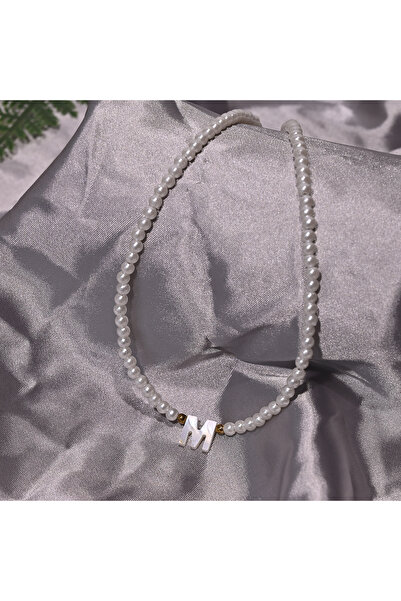 Choice قلادة نسائية من الصدف تحمل الحرف الأول من الاسم، مقاس 26، مزينة بخرز ل...