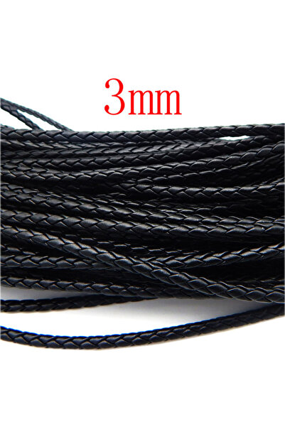Choice حبل جلدي أسود مضفر، 3 مم، 5 أمتار، حزام أصلي، ربطة بولو مطوية، رباط لص...