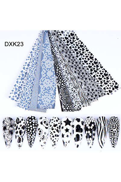 Choice DXK23 Pack 10PCS Plaid Nail Art Foil Transfer Paper Black White Grid A...