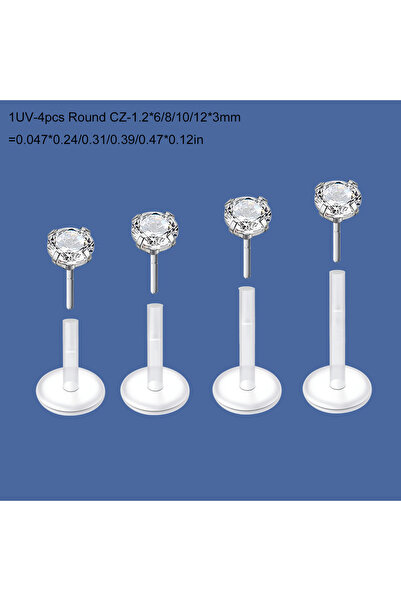 Choice قضيب مستقيم 1.2x6 8 10 12x3 مم، مجوهرات ثقب الشفاه، 1UV-4 قطع زركونيا ...