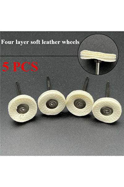 Choice 5 Pcs white 5 Pcs T-Shape 2.35mm Shank Jewelry Polish Leather Wheel Fi...