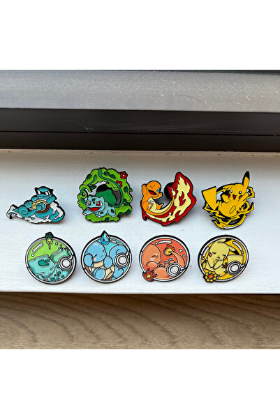 Choice مجموعة دبابيس بوكيمون (8 قطع) ودبابيس حيوانات مطلية بالمينا (9 قطع) بت...