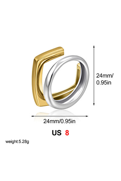 Choice خاتم نسائي بتصميم فريد من نوعه، مزدوج الطبقات، ذو لونين متداخلين، مصنو...