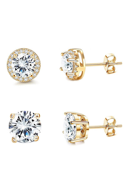 Choice DM56-type7 4 pair Stud Earrings for Women Men 18K Gold Plated Hypoalle...