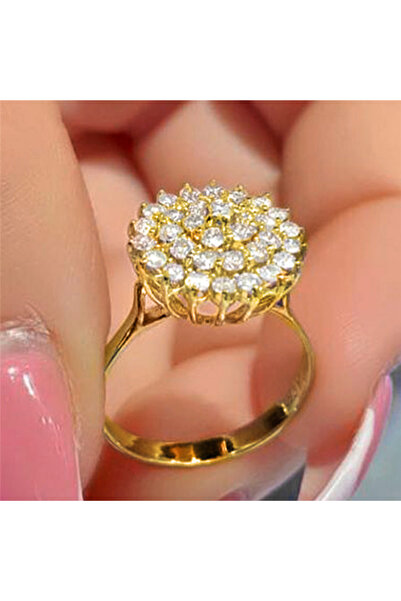 Choice خاتم نسائي أنيق من هويتان، بتصميم زهرة فاخر مرصع بأحجار الزركونيا المك...