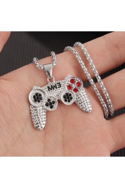 Choice قلادة فضية بتصميم هيب هوب، مطلية بالذهب الأسود والأسود، مزينة بكريستال...