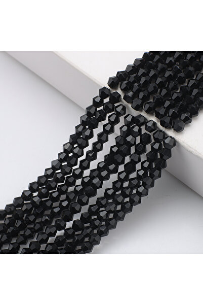 Choice 10 خيوط 4 مم سوداء 10 خيوط 10 خيوط خرز زجاجي كريستالي ثنائي المخروط، خ...