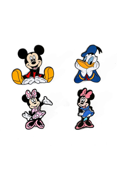 Choice XZ3224، 4 قطع من دبابيس الزينة الكرتونية الإبداعية، ميكي وميني ودونالد...