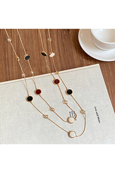 Choice Double-layer Glass Bead Pendant Necklace with Dripping Oil Circle Vint...