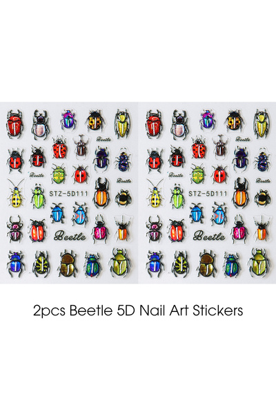 Choice قطعتان من ملصقات تزيين الأظافر STZ-5D111 خماسية الأبعاد بتصميم خنفساء ...