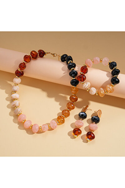 Choice مجموعة خرز أكريليك، 3 قطع، قلادات تشوكر بوهيمية ملونة من الراتنج للنسا...
