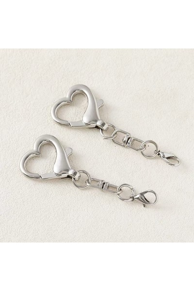 Choice silver color 10Pcs Unique Alloy Heart Keyring Pendant Heart Shaped Cla...