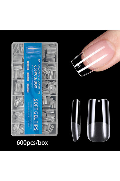 Choice 600pcs 120/240/330/600pcs Medium Square Fake Nails - Clear Press-On Na...