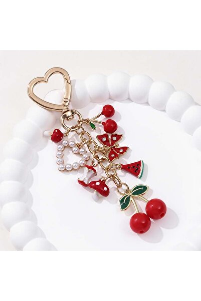 Choice E9940 قطعة واحدة سلسلة مفاتيح جميلة على شكل كرز أحمر، فراشة، قلب لؤلؤي...