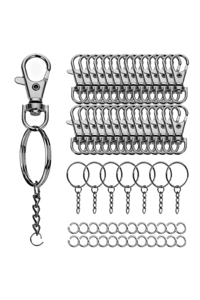 Choice 30 قطعة سوداء، 30/60 قطعة، مشبك دوار، سلسلة مفاتيح معدنية زنبركية، مشب...