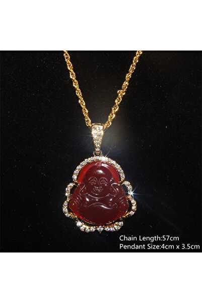 Choice AL2207-red Hip Hop Shiny Natural Stone Maitreya Pendant Buddha Statue ...