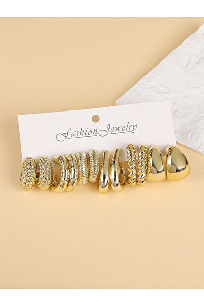 Choice 066B 6-18pairs Fashionable Glossy Gold Spray-Coated ABS Earrings,Skin-...