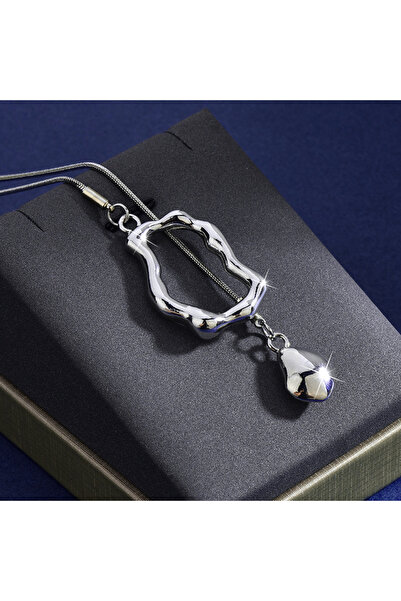Choice sliver Stainless Steel Irregular Geometric Long Necklace for Women Cha...