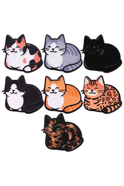 Choice 1 Mix 7pcs/set Smiling Cats Enamel Pins Metal Brooch Backpack Hat Bag ...