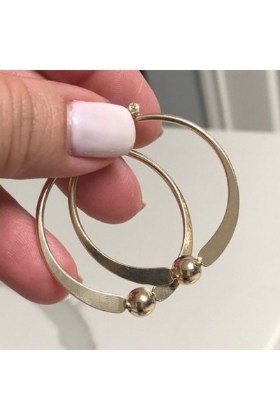 Choice T612 Concise Vintage Golden Plated Geometry Ball Round Hoop Earrings f...