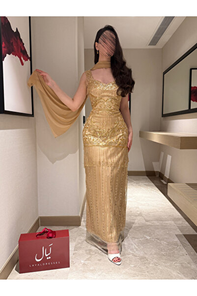 LAYAL DRESSES gold evening dress