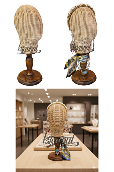 Manken İstanbul El Yapımı Handmade Rattan Kafa Mankeni Peruk Şapka Aksesuar M...