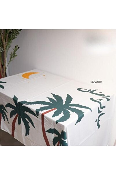 Generic Ramadan Mubarak tablecloth with a traditional palm tree design
