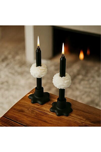 By Şirin Candle 2 li Şamdanlar Dahil Şakayıklı Mum Seti