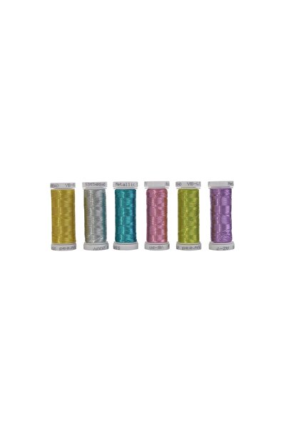 Simthread Embroidery Thread Set 6 Spools - 180 m, Basic Metallic Colors