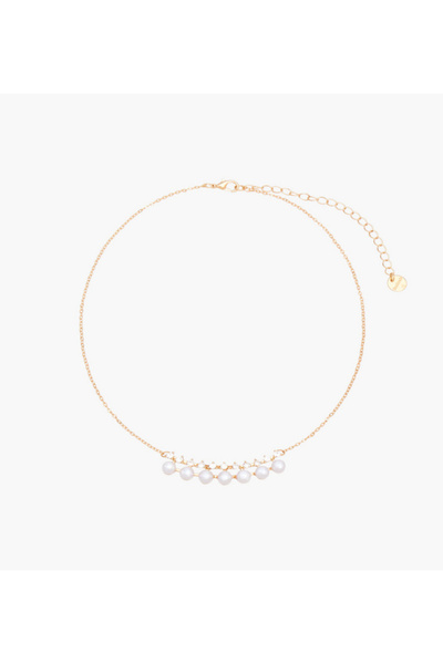 Lifestyle قلادة معدنية مزينة باللؤلؤ