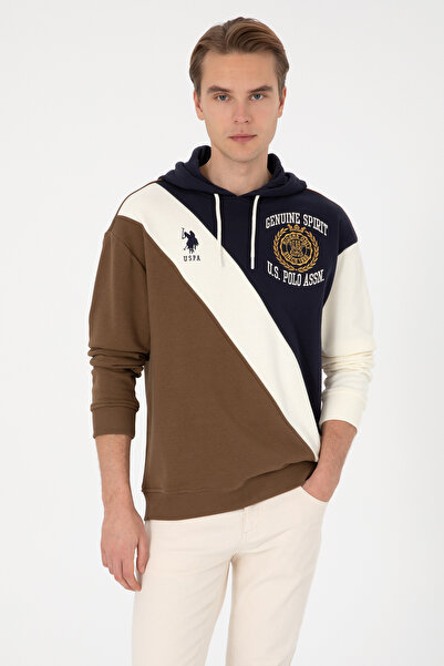 U.S. Polo Assn. Men's Comfort Fit Hooded Khaki Sweatshirt 50309344-Vr027