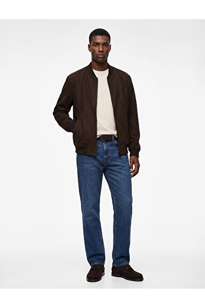 Koton Regular Fit Long Sleeve Pocketed College Collar Zippered Faux Suede Bom...