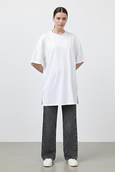 Puane Women's Long Loose Cut Tshirt - 40009Tsh - Ecru