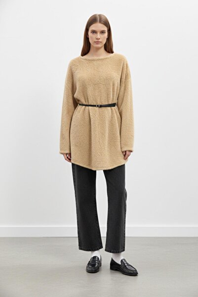 Puane Women's Soft Textured Knitwear Blouse-10776 - Mink